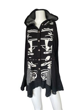 Emma G Hooded Knit Top Lightweight Sweater Lagenlook Art to Wear Size Large